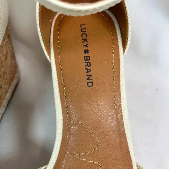 Lucky Brand Size 9.5 Espadrille Platform Sandal Ivory Cork Party - Picture 5 of 10